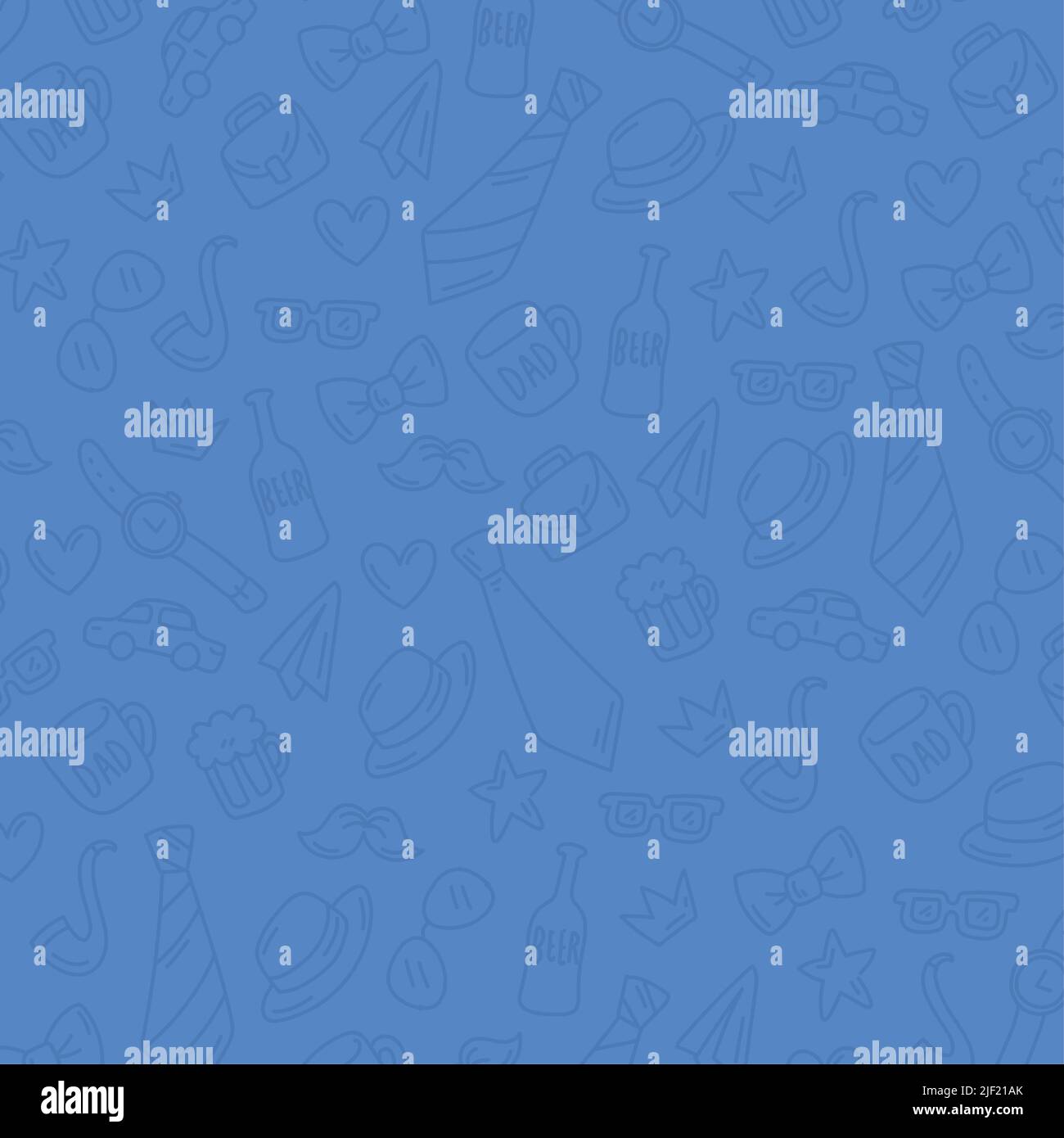Blue seamless pattern with different father day objects related Vector Stock Vector