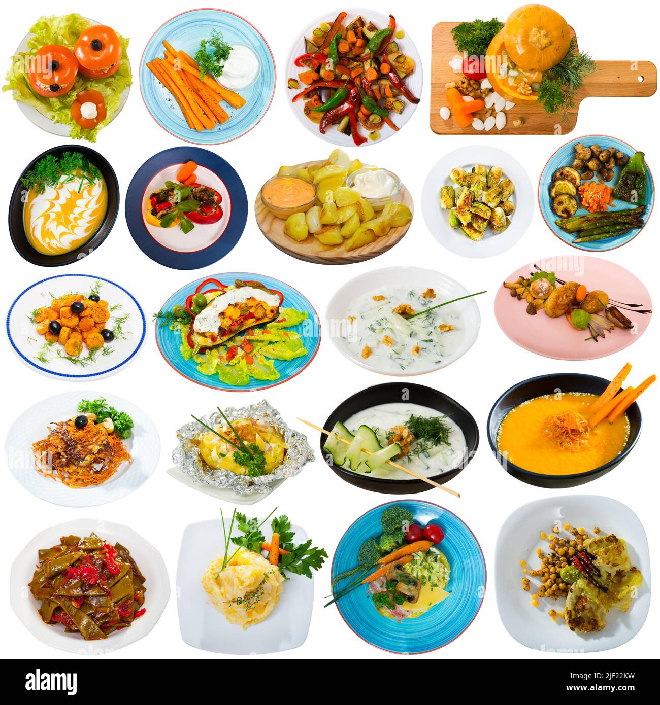 Set of vegetables dishes Stock Photo Alamy