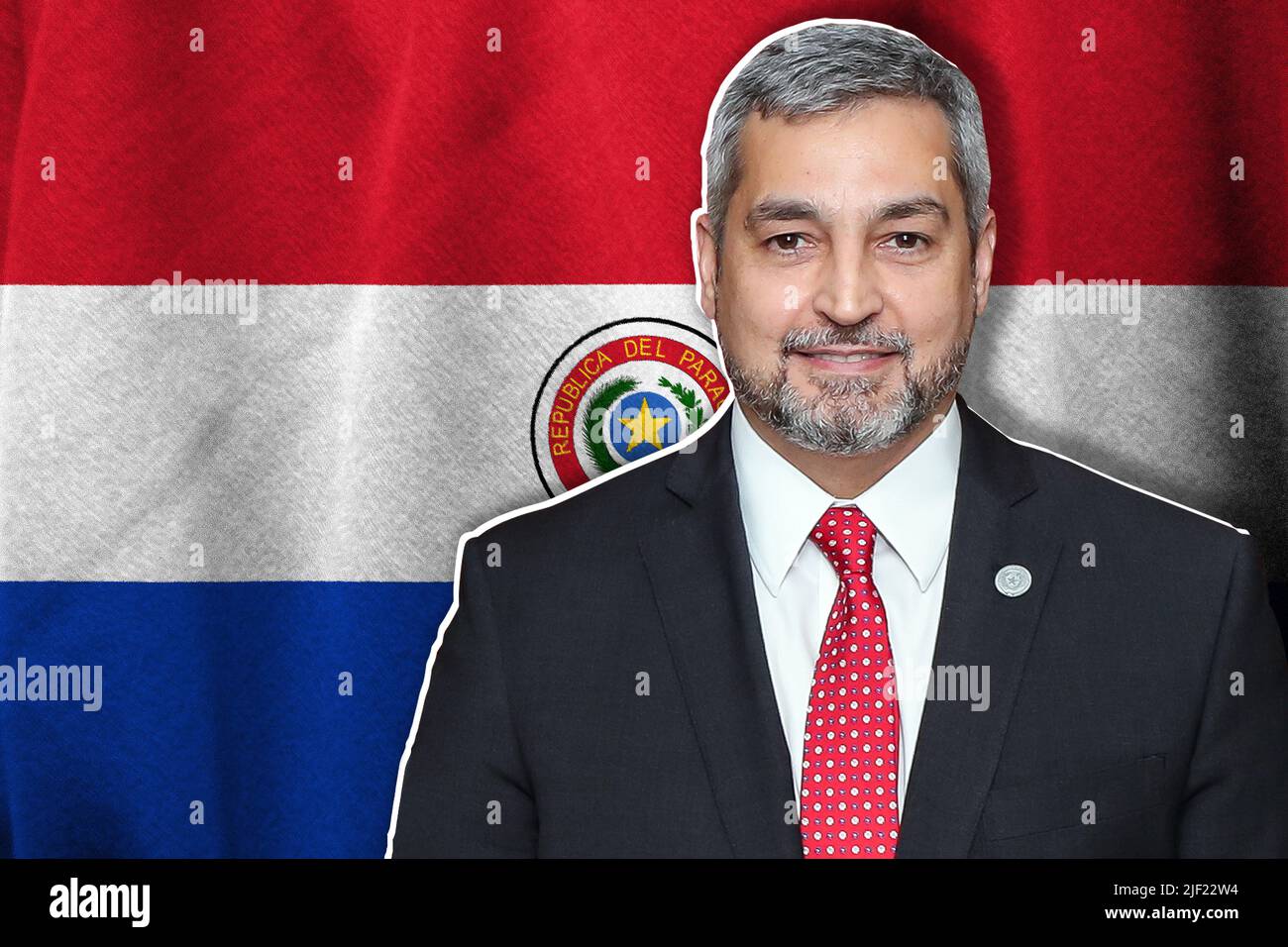 Mario Abdo Benítez and flag of Paraguay Stock Photo Alamy