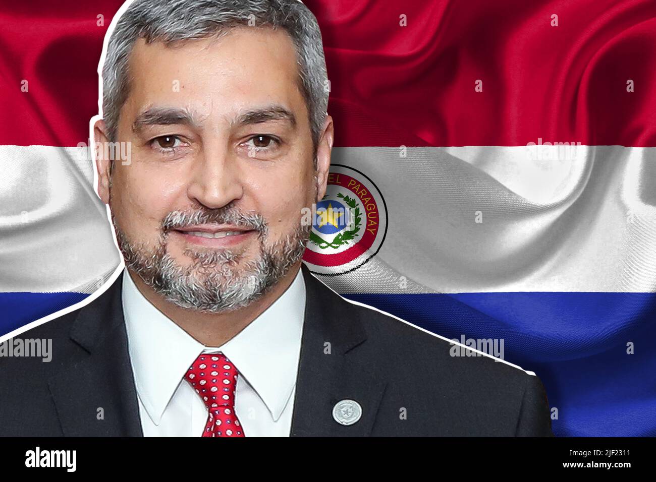 Mario Abdo Benítez and flag of Paraguay Stock Photo Alamy