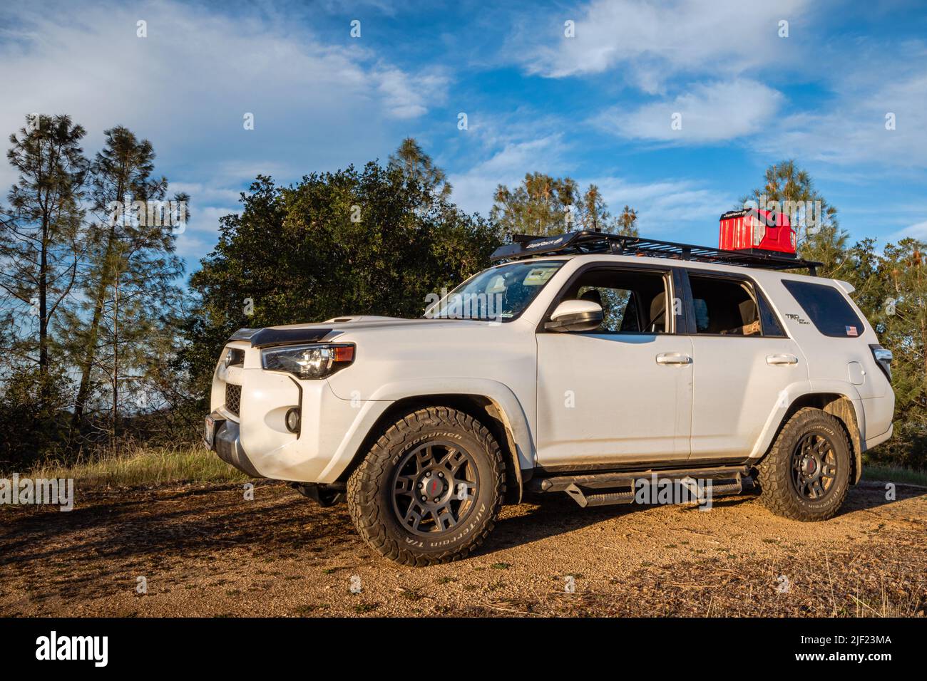 A Toyota 4Runner parked on top of a ridge during a hunting trip Stock Photo