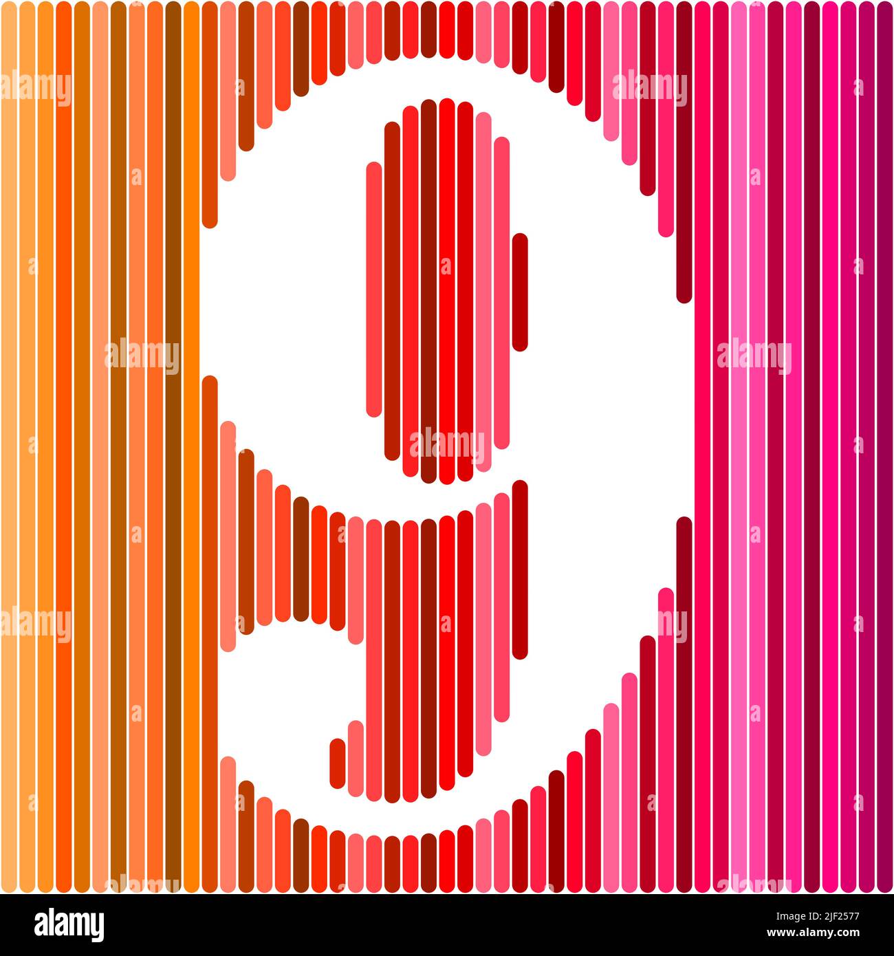 Creative layout. Number five 9th birthday greeting card on rainbow ...