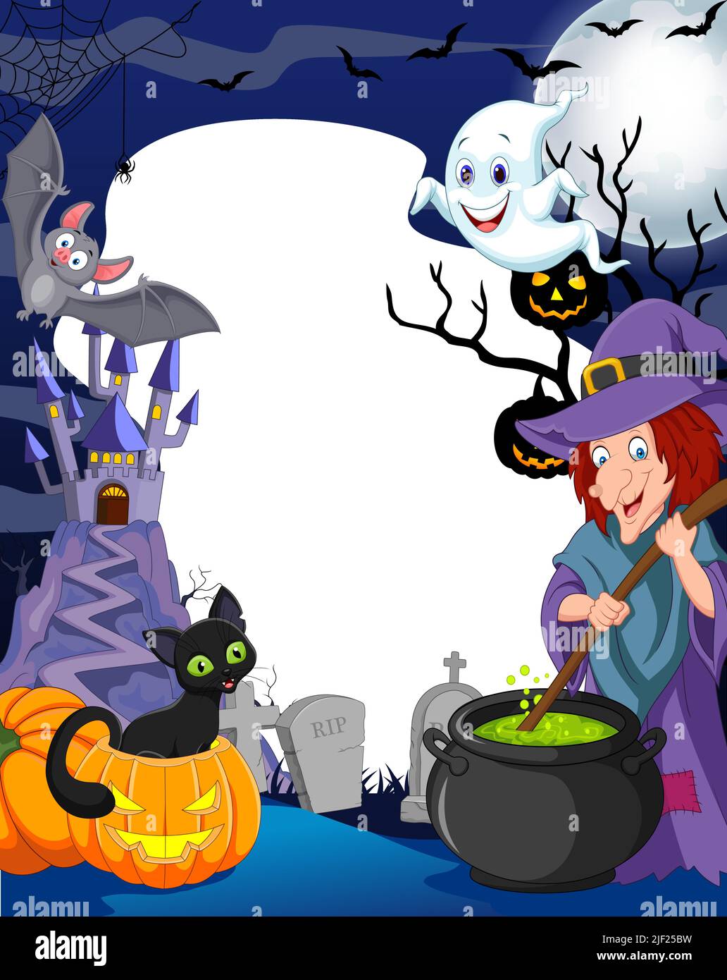 Cartoon halloween background with blank space Stock Vector Image & Art ...