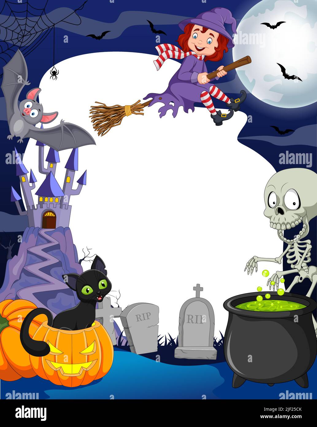 Cartoon halloween background with blank space Stock Vector Image & Art ...