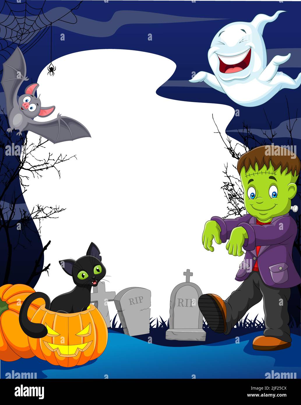 Cartoon halloween background with blank space Stock Vector Image & Art ...