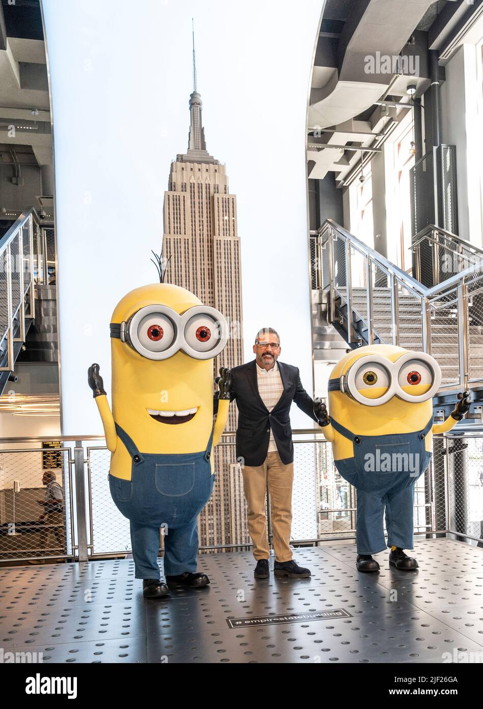 New York, NY - June 28, 2022: Steve Carrell and Minions pose on grand ...