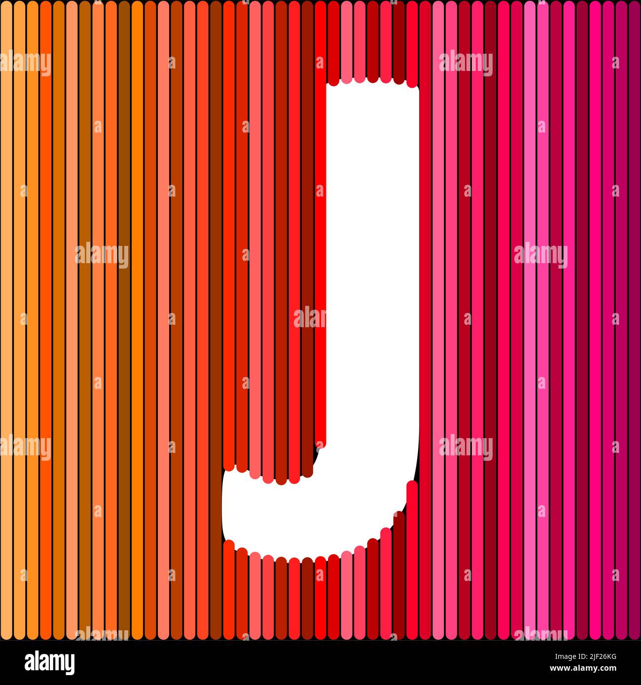 White color English alphabet letters on colorful background, J letter. Stock Vector