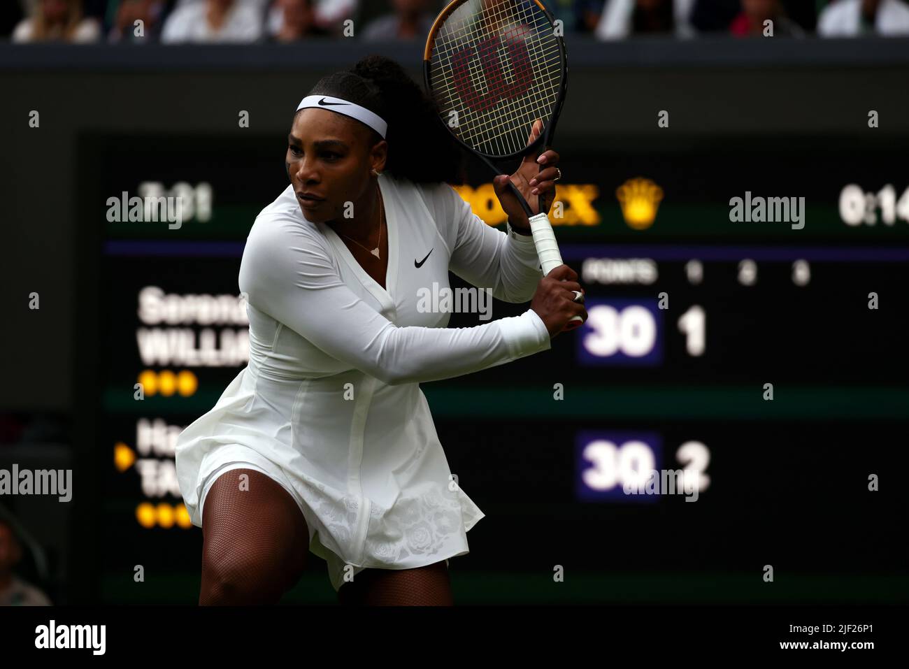London, 28 June 2022 - London, 28 June 2022 - Serena Williams during her first round loss to Harmony Tan of France on Centre Court at Wimbledon today. Credit: Adam Stoltman/Alamy Live News Stock Photo