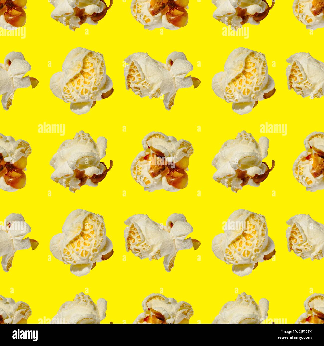 seamless pattern - popcorn. popcorn on a yellow background, pattern Stock Photo
