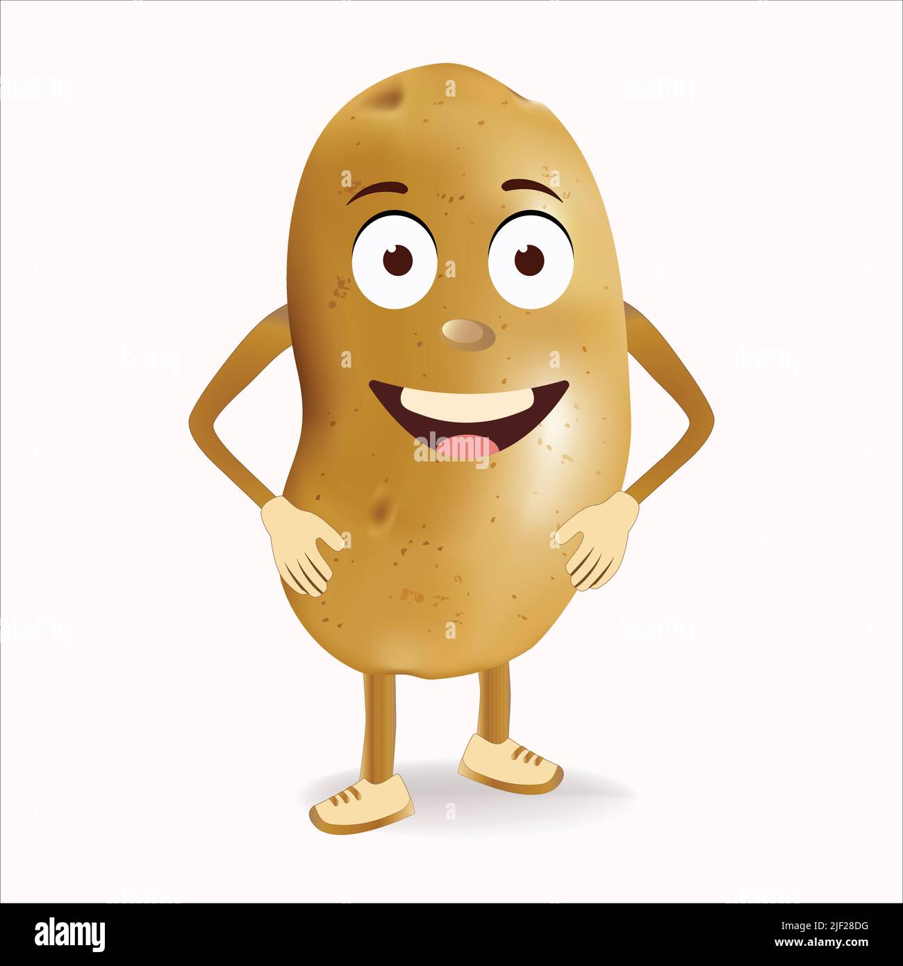 Potato character with funny cartoon smiling. Semi-realistic Potato character. Happy vegetable vector illustration. vector Cartoon Potato vector for ch Stock Vector