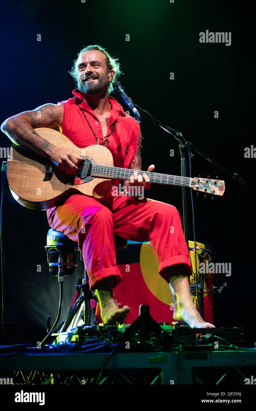 Australian singer songwriter Xavier Rudd performs live onstage in