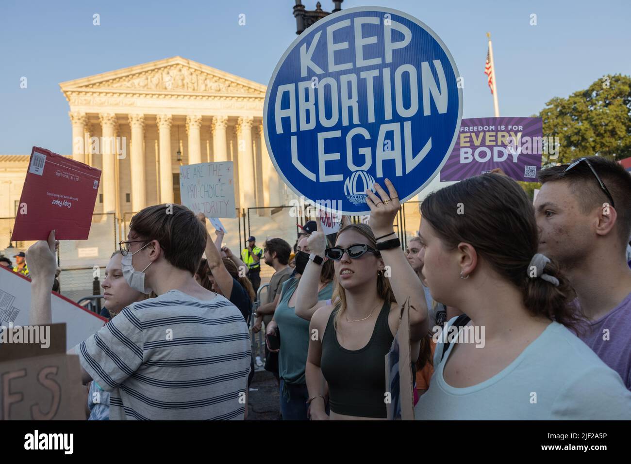 WASHINGTON, D.C. – June 24, 2022: Abortion rights demonstrators rally near the Supreme Court of the United States. Stock Photo