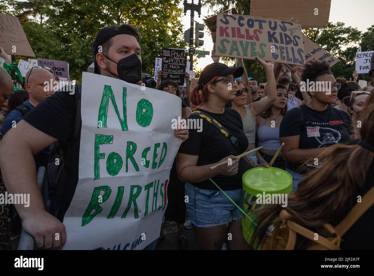 WASHINGTON, D.C. – June 24, 2022: Abortion rights demonstrators rally near the Supreme Court of the United States. Stock Photo