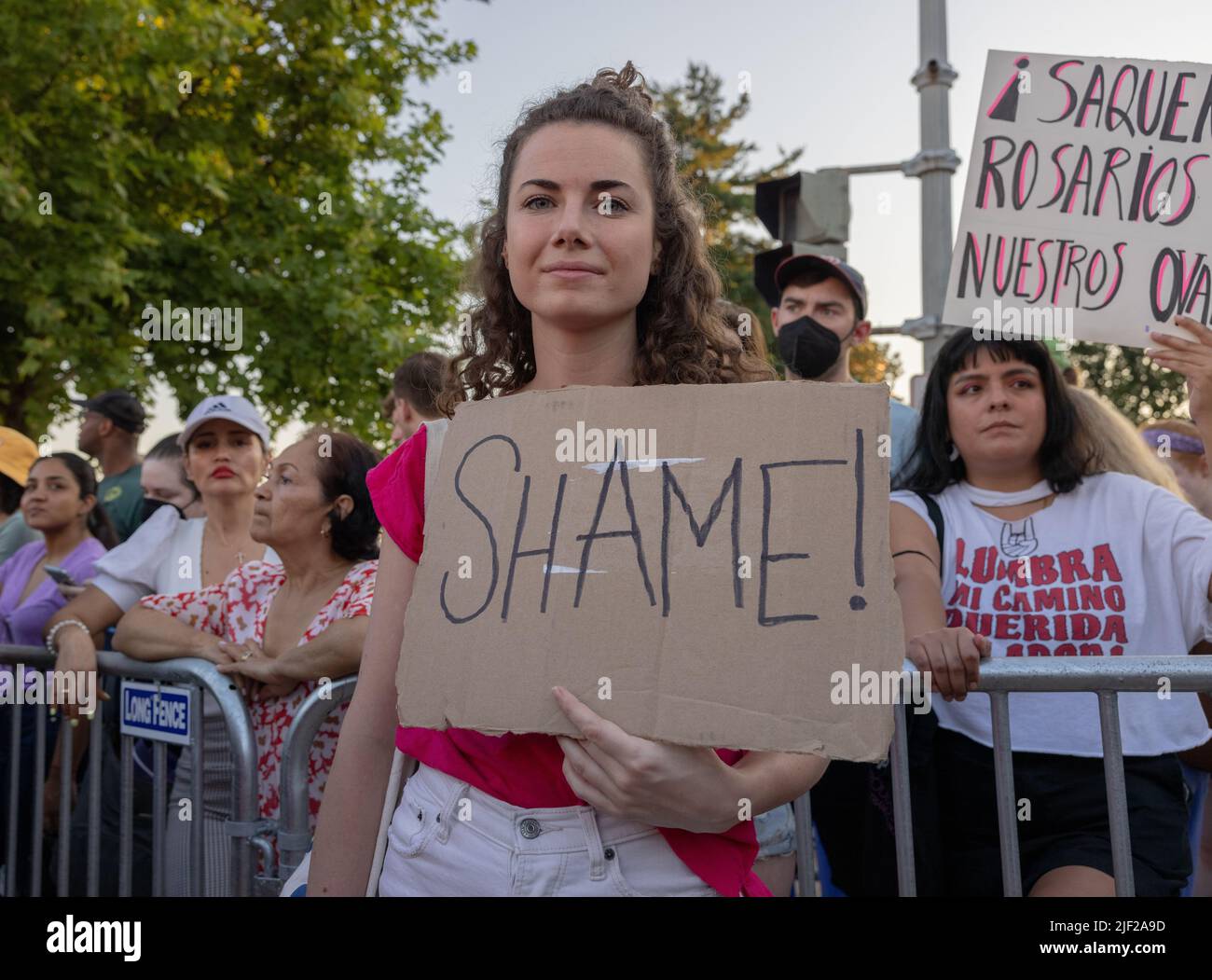 WASHINGTON, D.C. – June 24, 2022: Abortion rights demonstrators rally near the Supreme Court of the United States. Stock Photo