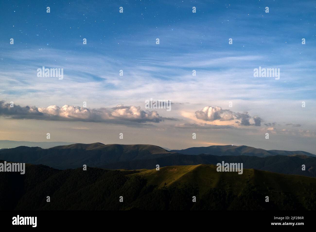 Beautiful panorama of bright blue sky with shining stars and soft white ...