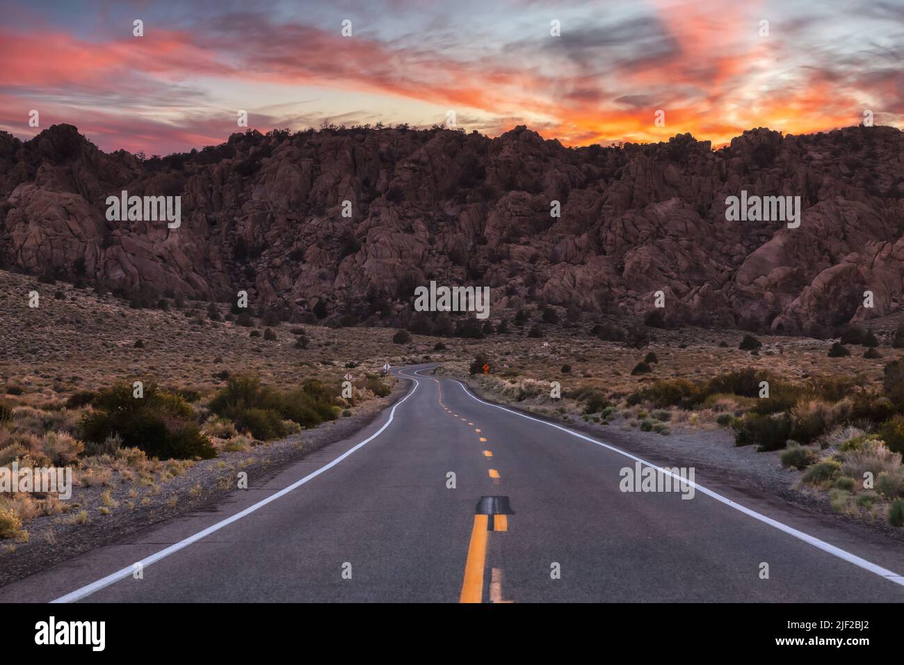 Scenic highway in the mountain landscape. Sunset Sky Stock Photo - Alamy