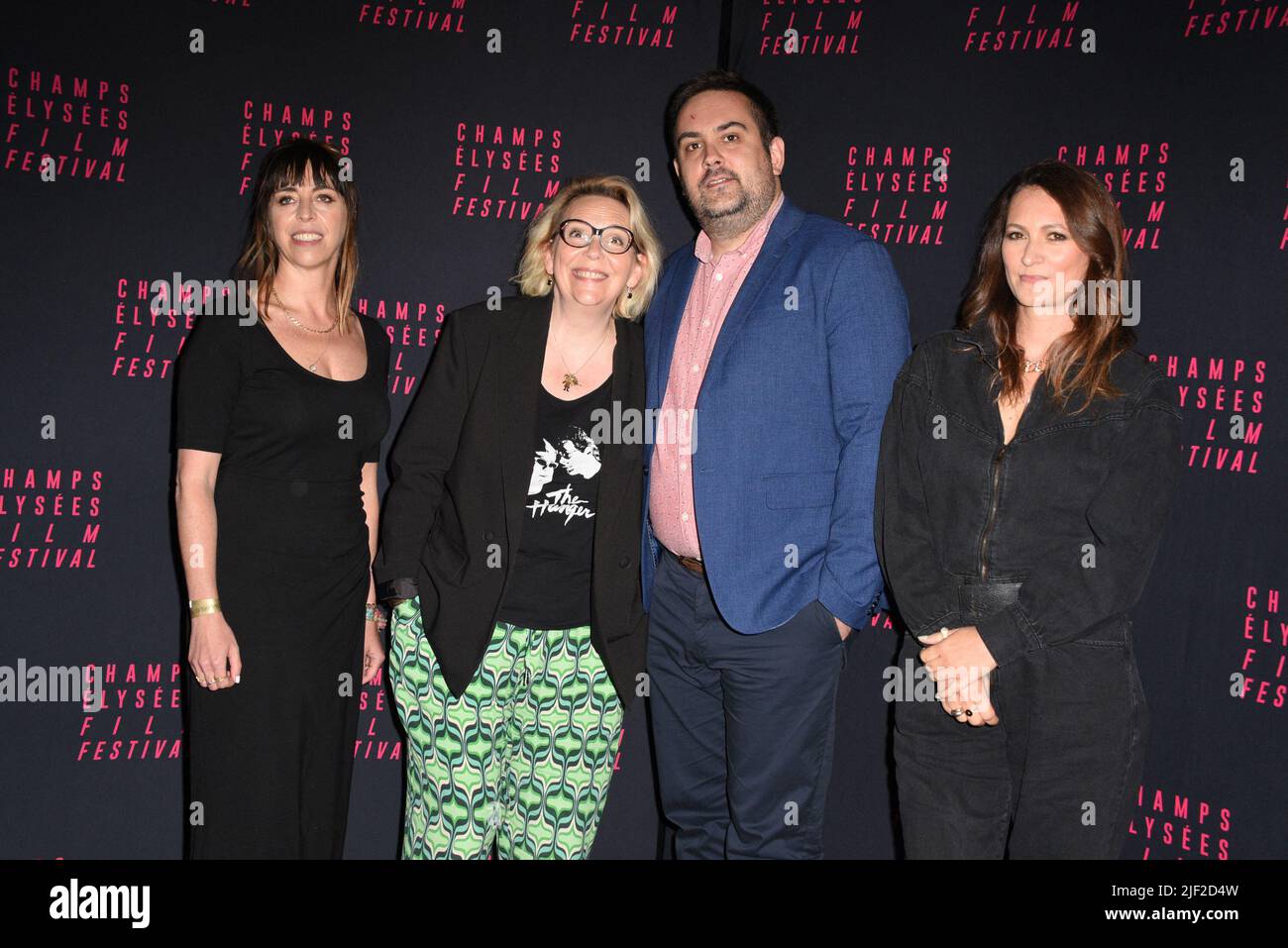 Paris, France, on June 28, 2022. Pascaline Potdevin, Marie Sauvion, Renan Croos and Juliette Reitzer (members of the Press jury) arriving to the Closing ceremony of the 11th edition of Champs Elysees Film Festival at Gaumont Champs Elysees cinema, in Paris, France, on June 28, 2022. Photo by Mireille Ampilhac/ABACAPRESS.COM Stock Photo