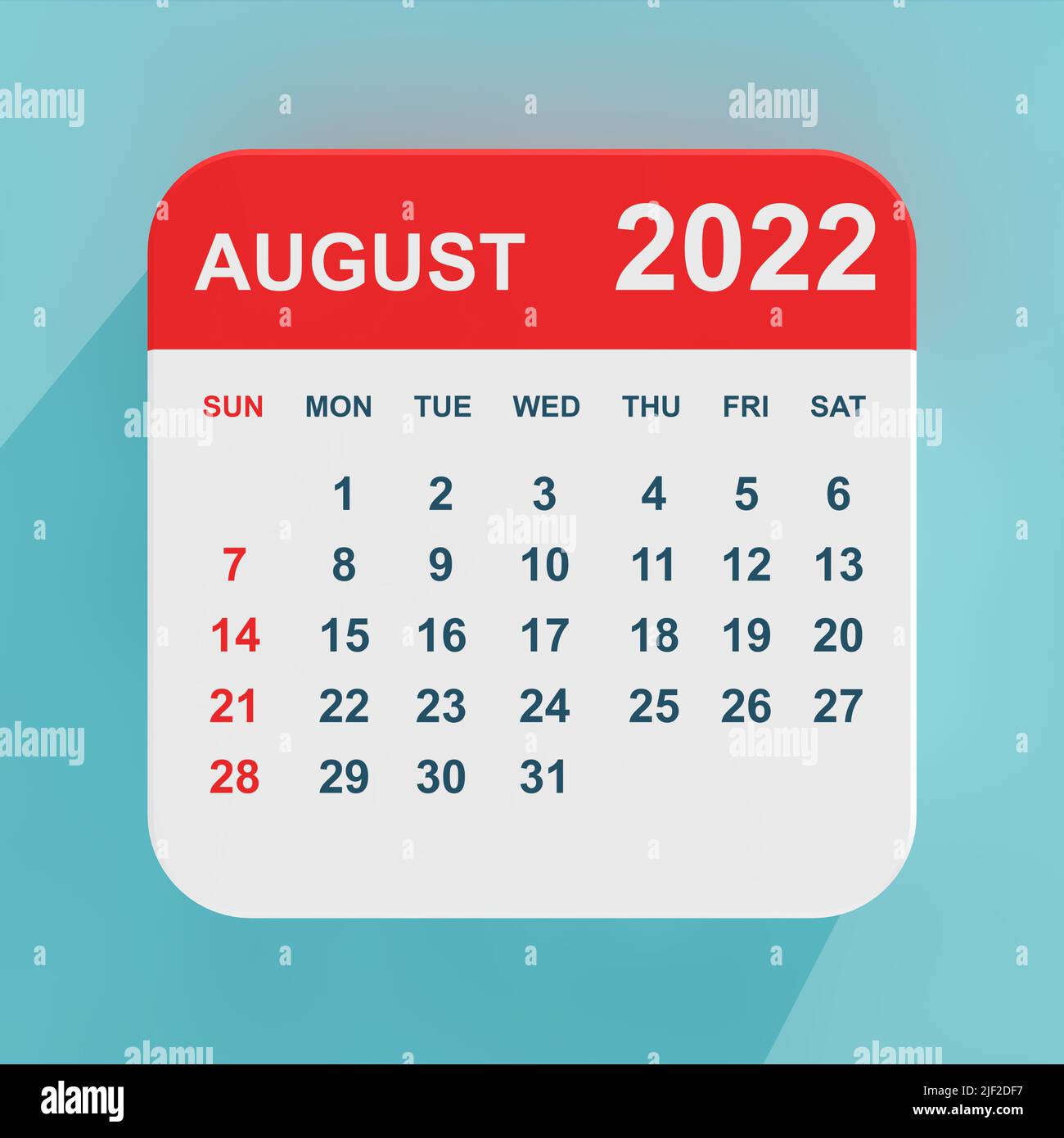 Flat Icon Calendar August 2022 on a blue background. 3d Rendering Stock  Photo - Alamy