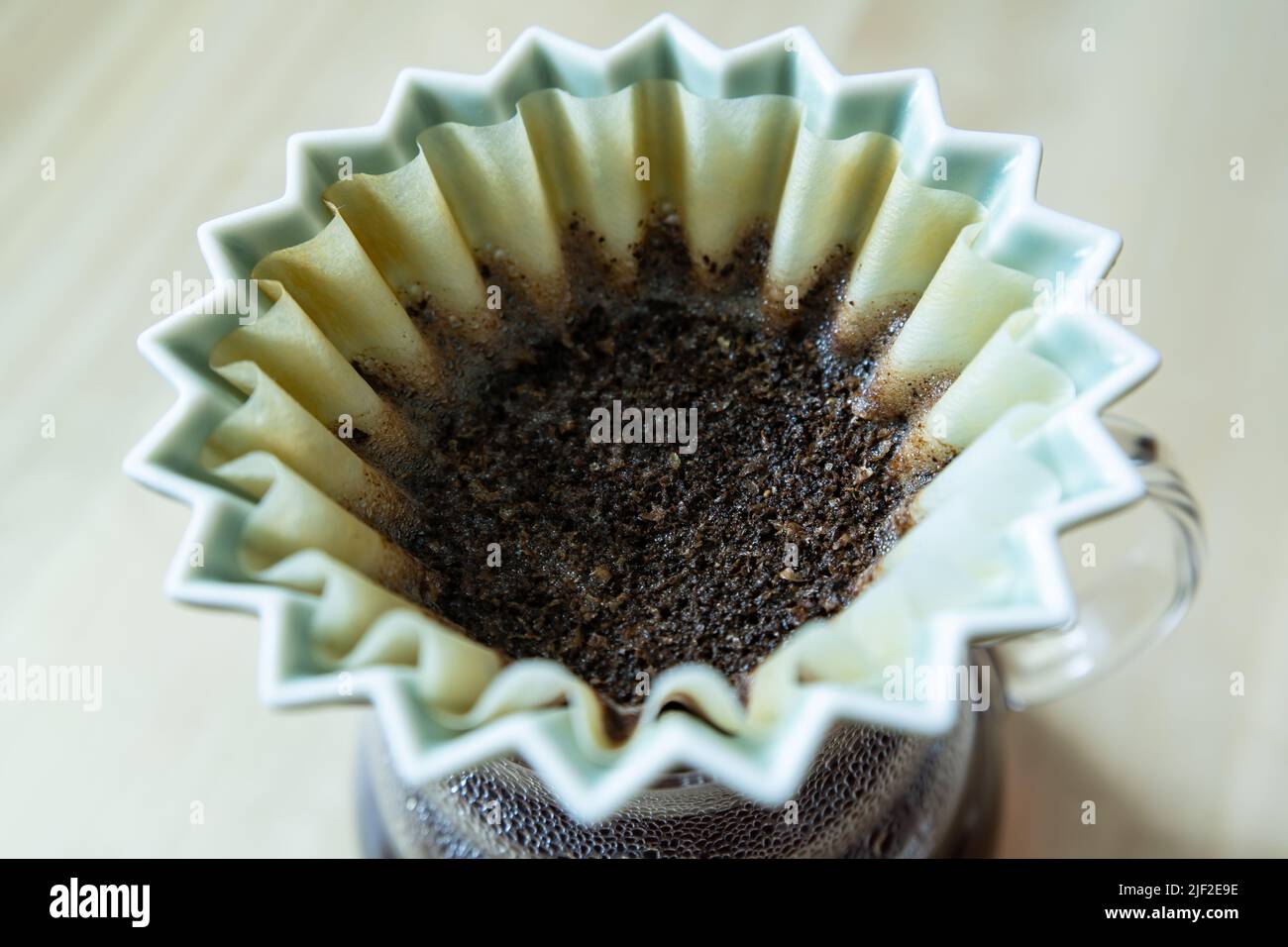 Coffee ground in a coffee dripper Stock Photo