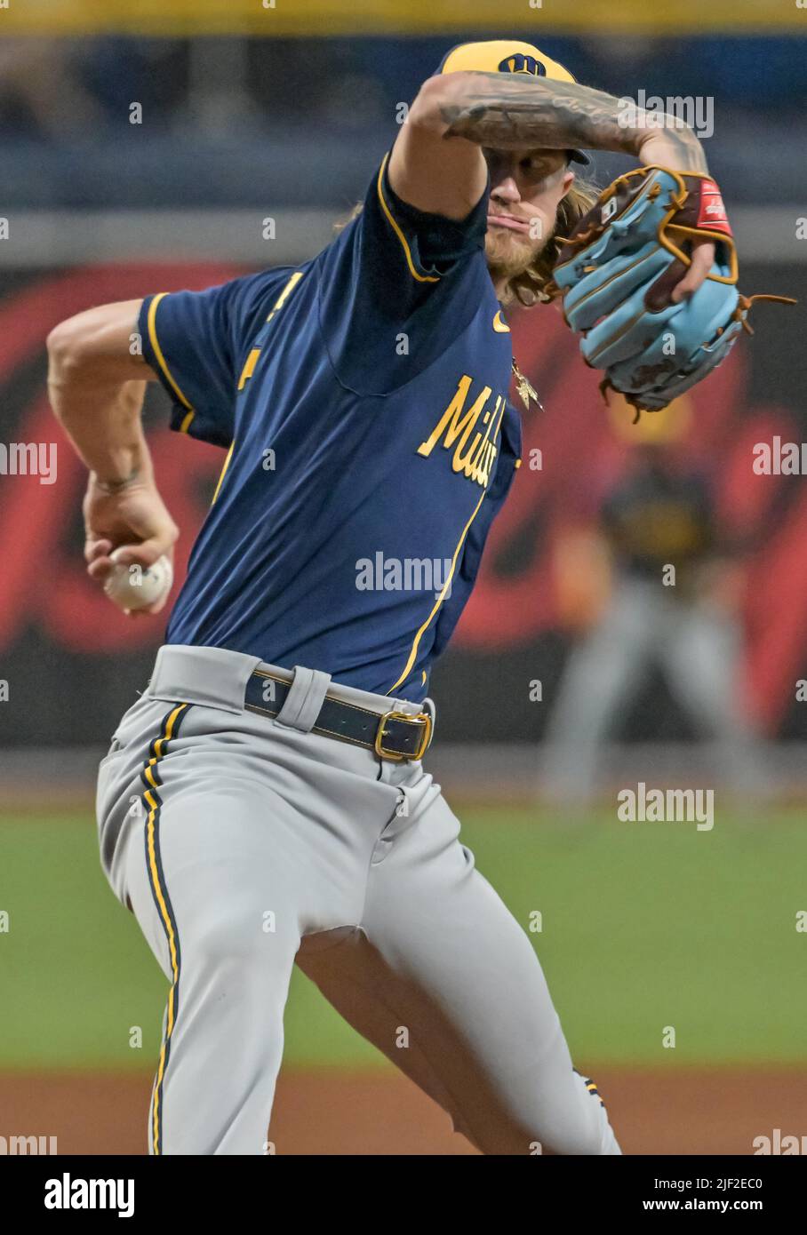 Milwaukee Brewers closer Josh Hader pitches against the Tampa Bay Rays