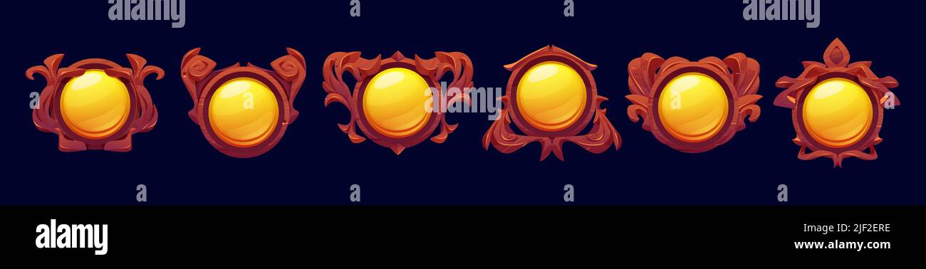 Game level or avatar frames, ui icons, buttons, ranking badges or ...