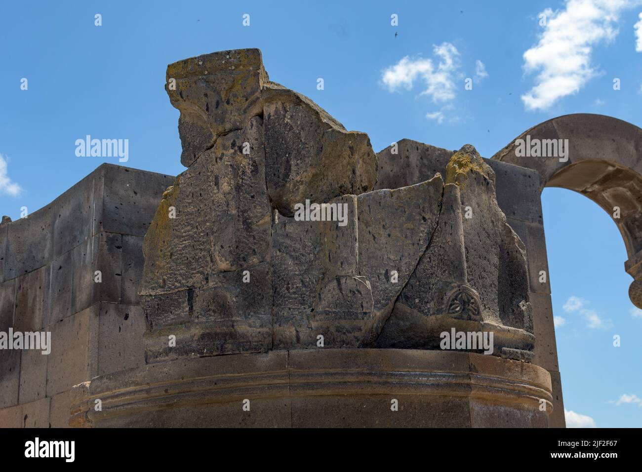 Ruins of Zvartnots Cathedral . It is UNESCO World Heritage in Yerevan , Armenia Stock Photo