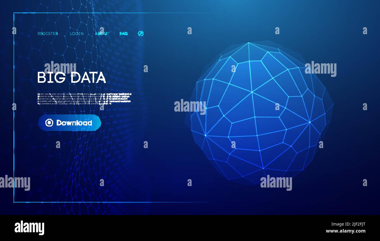 Abstract low poly sphere digital network background. Geometric futuristic blue tecgnology background. Low poly wire frame vector design. Stock Vector