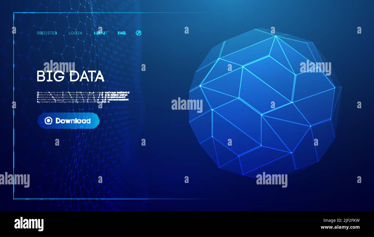 Abstract low poly sphere digital network background. Geometric futuristic blue tecgnology background. Low poly wire frame vector design. Stock Vector