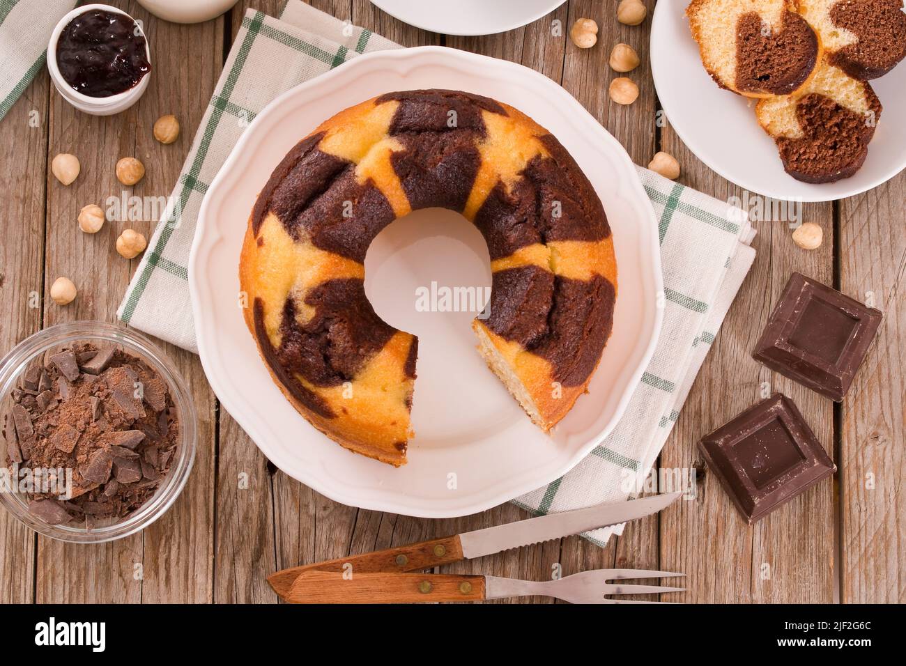 Marble ring cake Stock Photo Alamy