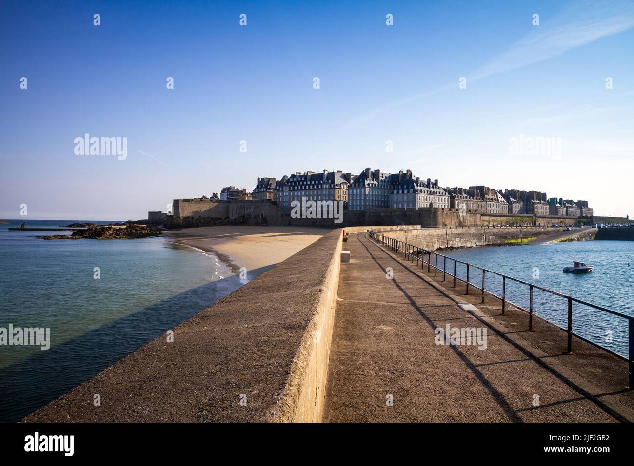 Saint-Malo city view from the lighthouse pier in Brittany, France Stock Photo