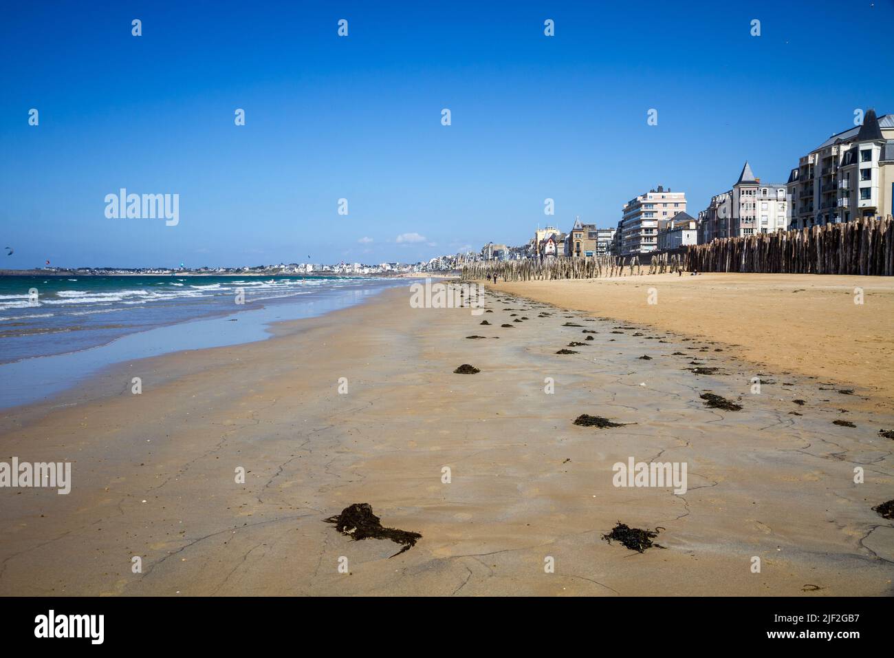 Saint-Malo beach and city in brittany, France Stock Photo