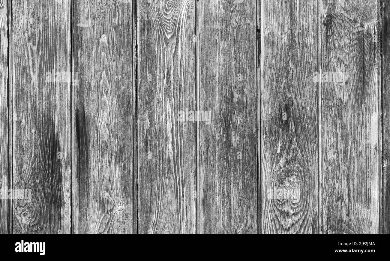 Grungy gray wooden wall, monochrome background photo texture Stock Photo