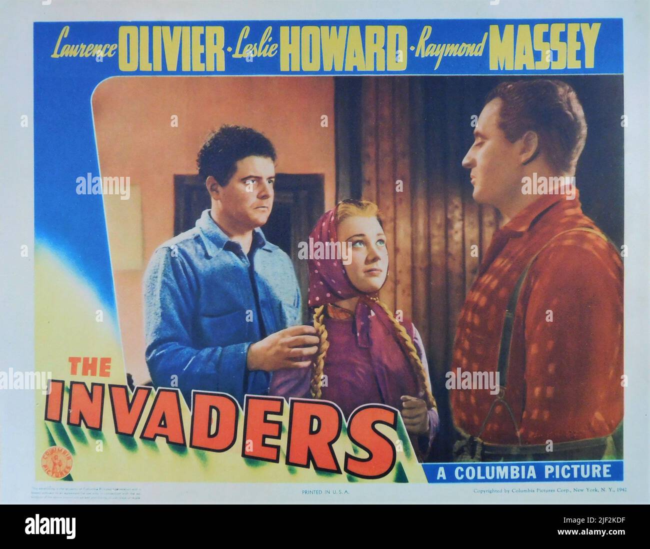 NIALL MacGINNIS GLYNIS JOHNS and ERIC PORTMAN in 49TH PARALLEL aka THE INVADERS (in US) 1941 director MICHAEL POWELL original story and screenplay EMERIC PRESSBURGER Ortus Films / Columbia Pictures Stock Photo