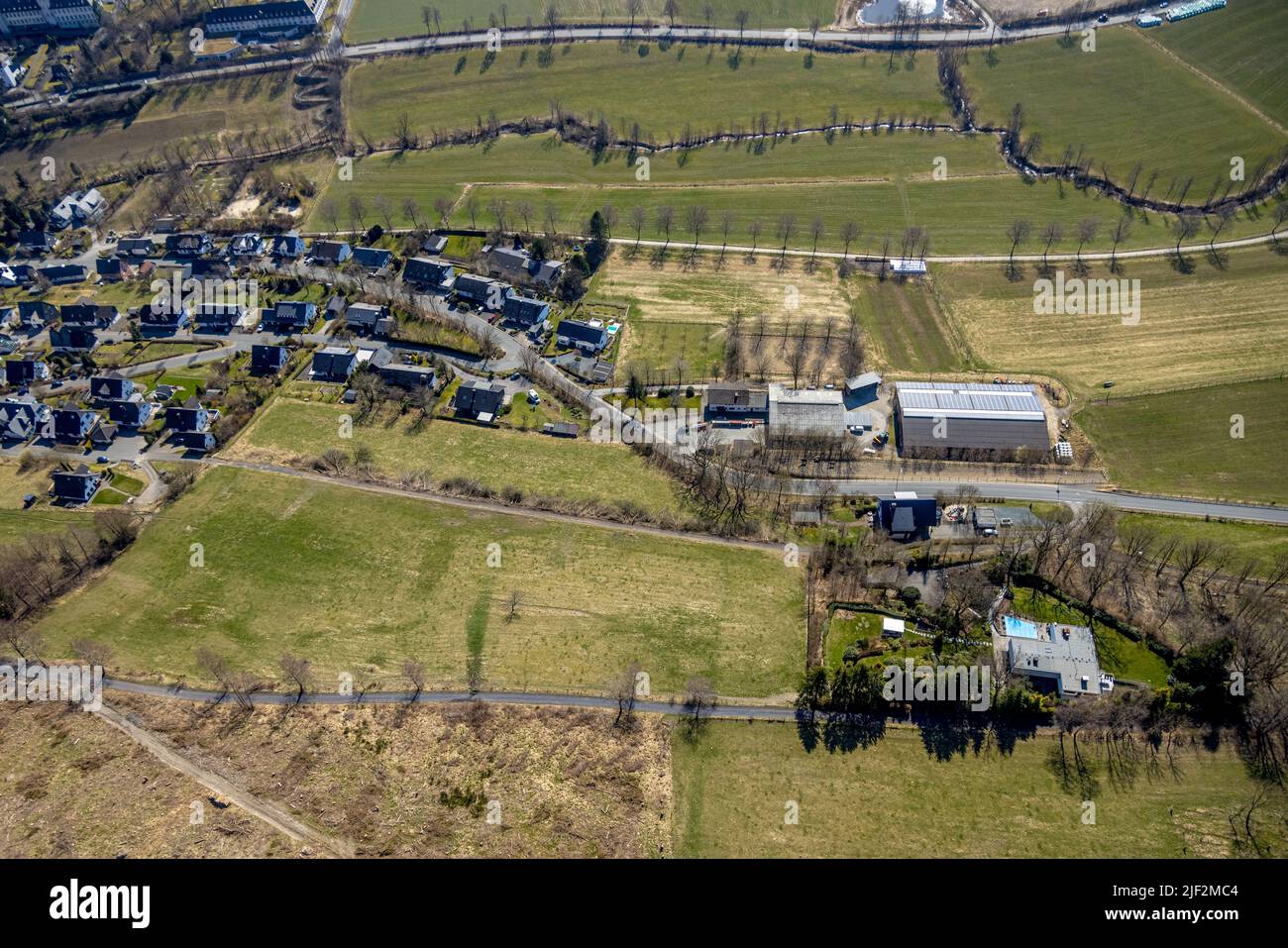 Aerial photograph, Klosterblick residential development, Am Wilzenberg, new development, Grafschaft district, Schmallenberg, Sauerland, North Rhine-We Stock Photo