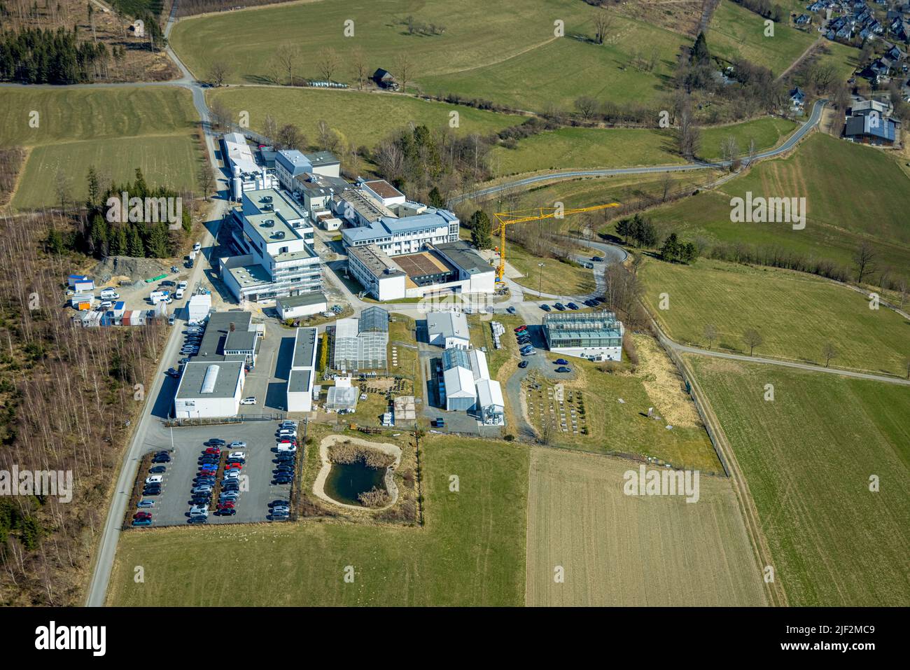 Aerial photograph, Fraunhofer Institute for Molecular Biology and Applied Ecology, Grafschaft, Schmallenberg, Sauerland, North Rhine-Westphalia, Germa Stock Photo