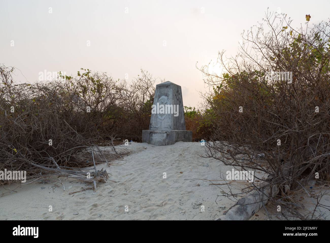 Lakshadweep, India March 15, 2022 Indian seal in stone in Kalpeni