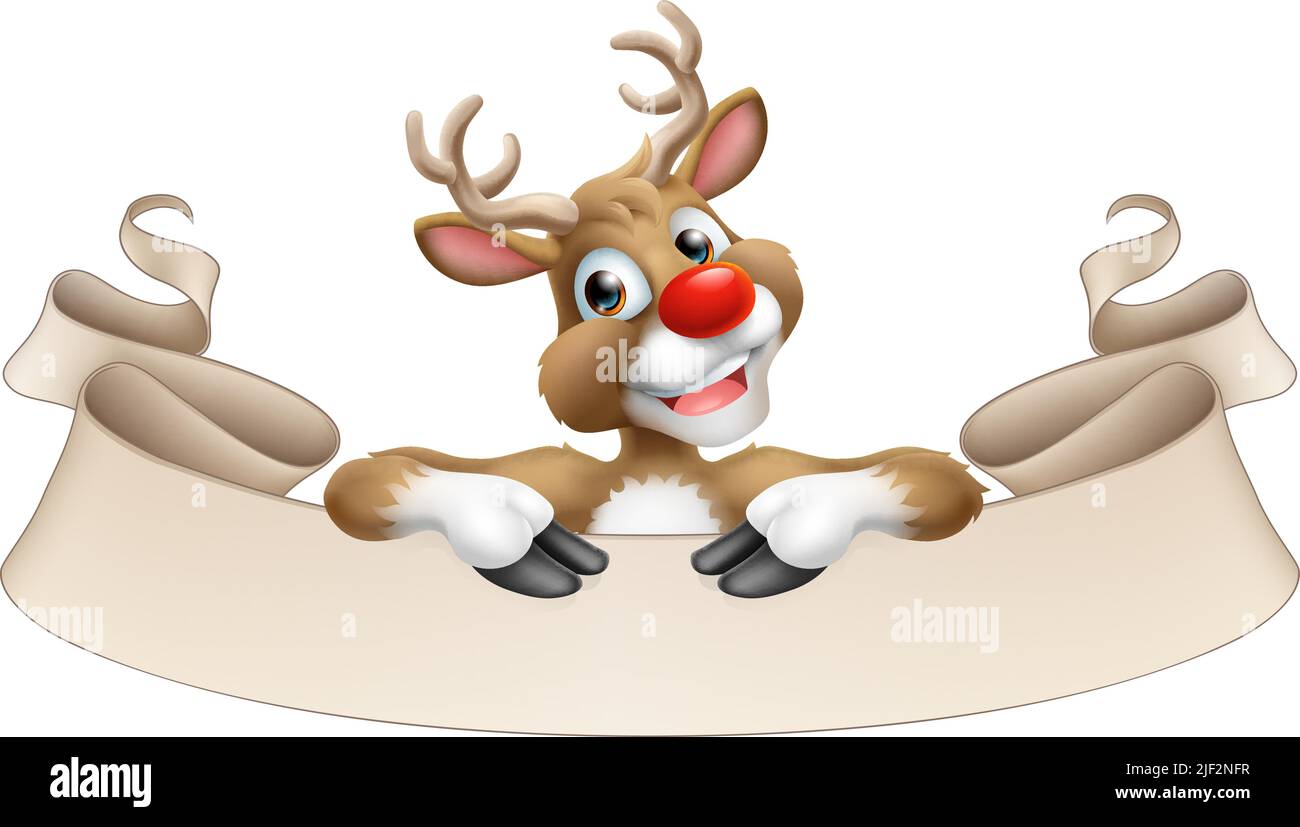 Santa Claus Father Christmas Reindeer Scroll Sign Stock Vector Image ...