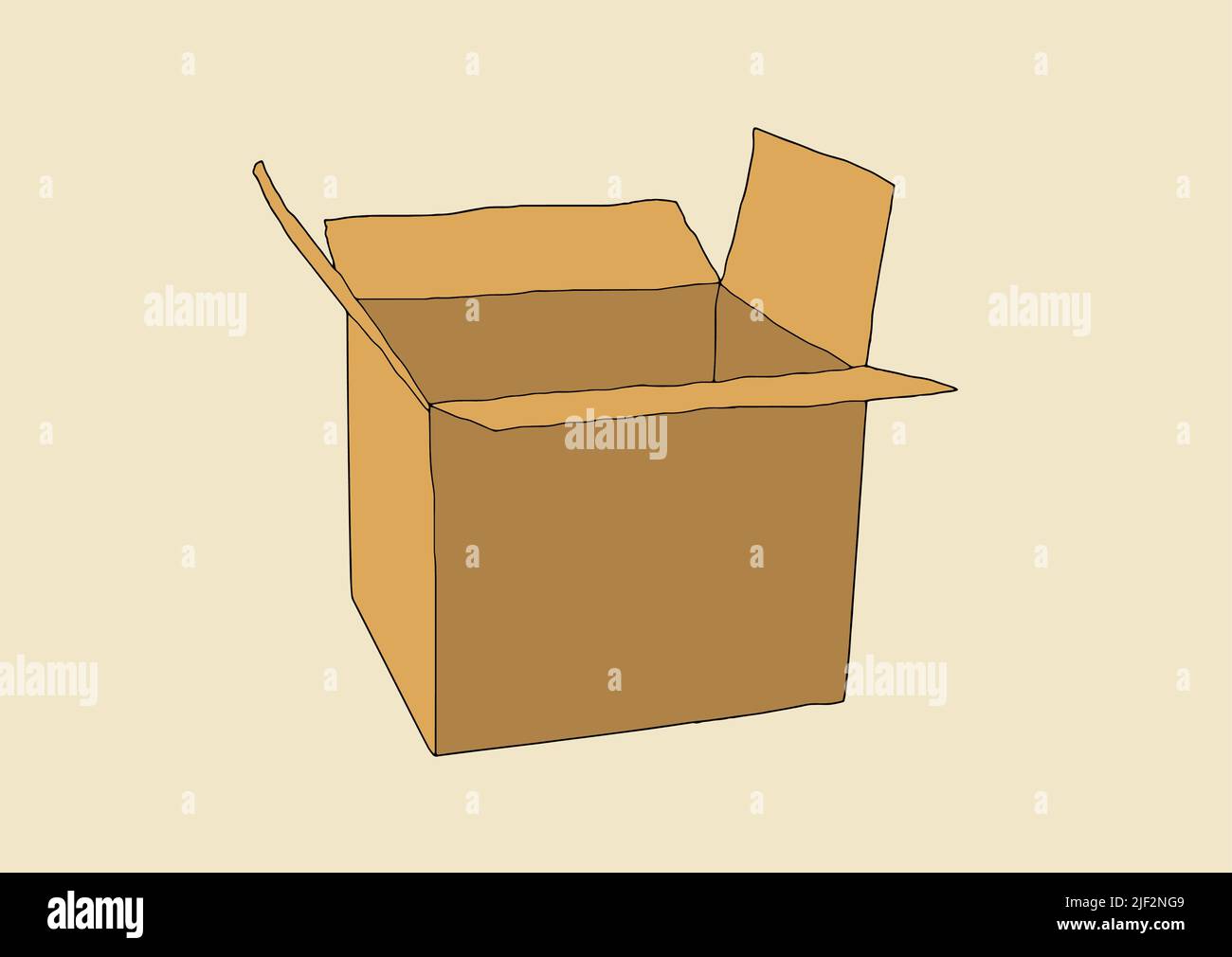 Realistic cardboard box mockup set from side, front and top view open ...
