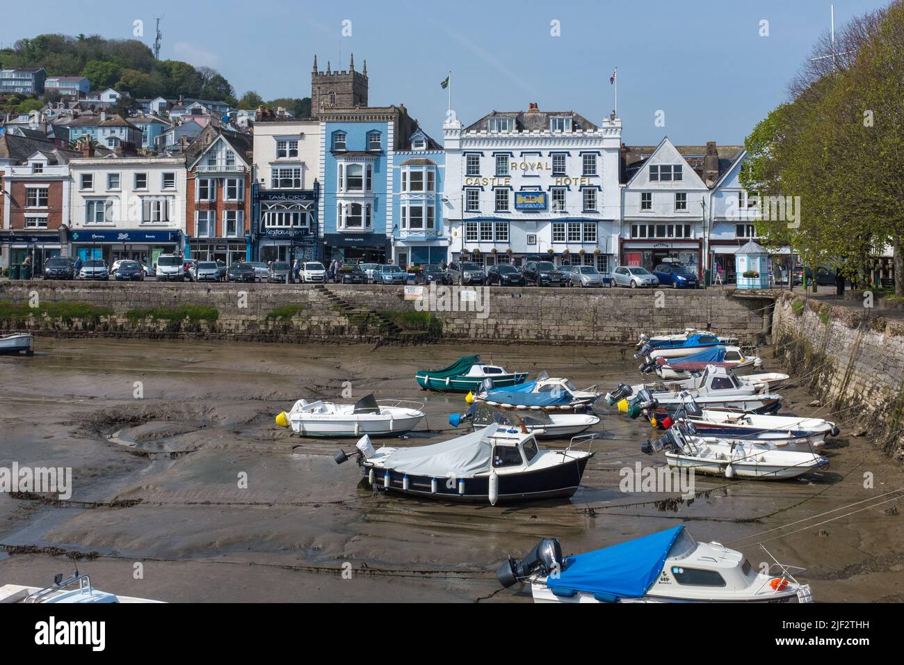 Dartmouth Harbour at low tide in the Devon town of Dartmouth Stock