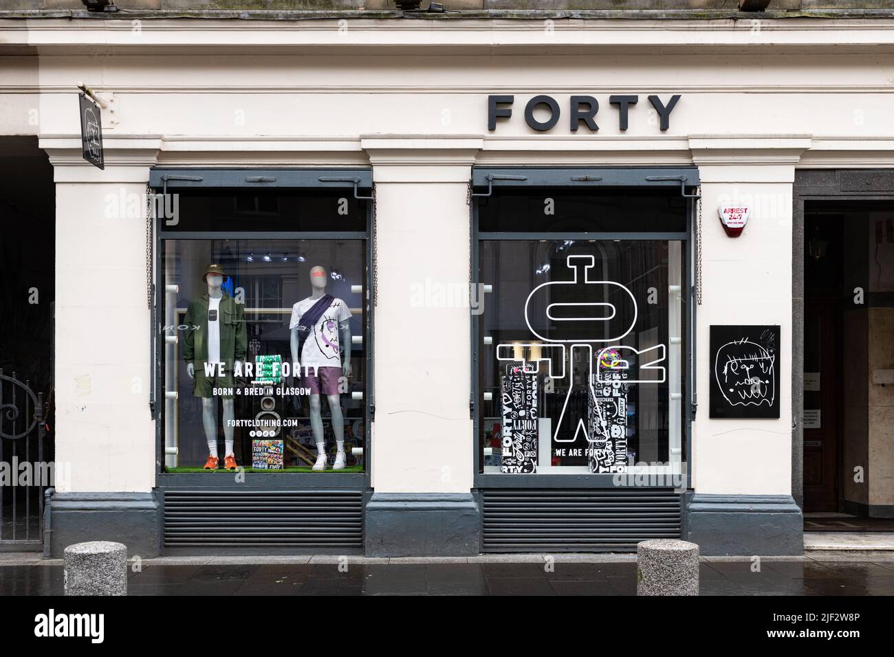 Forty Clothing shop - Glasgow designer streetwear brand - Royal Exchange Square, Glasgow, Scotland, UK Stock Photo