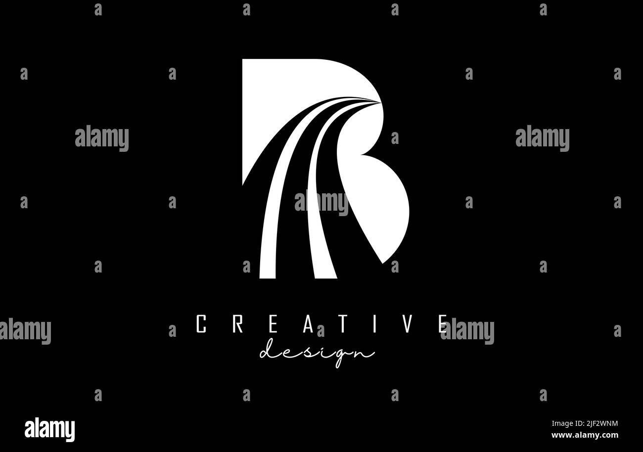 White letter B logo with leading lines and road concept design. Letter ...