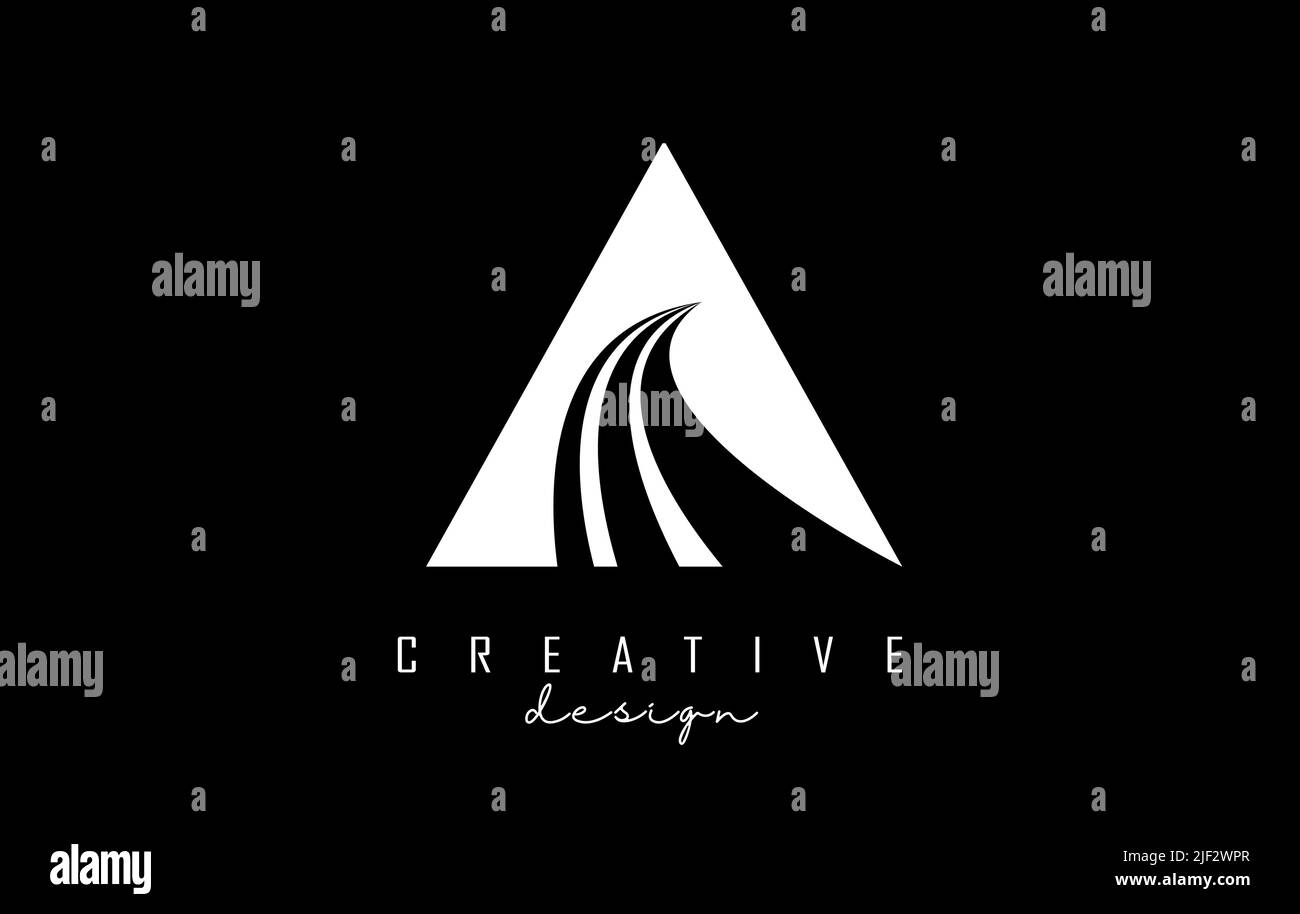 White letter A logo with leading lines and road concept design. Letter ...