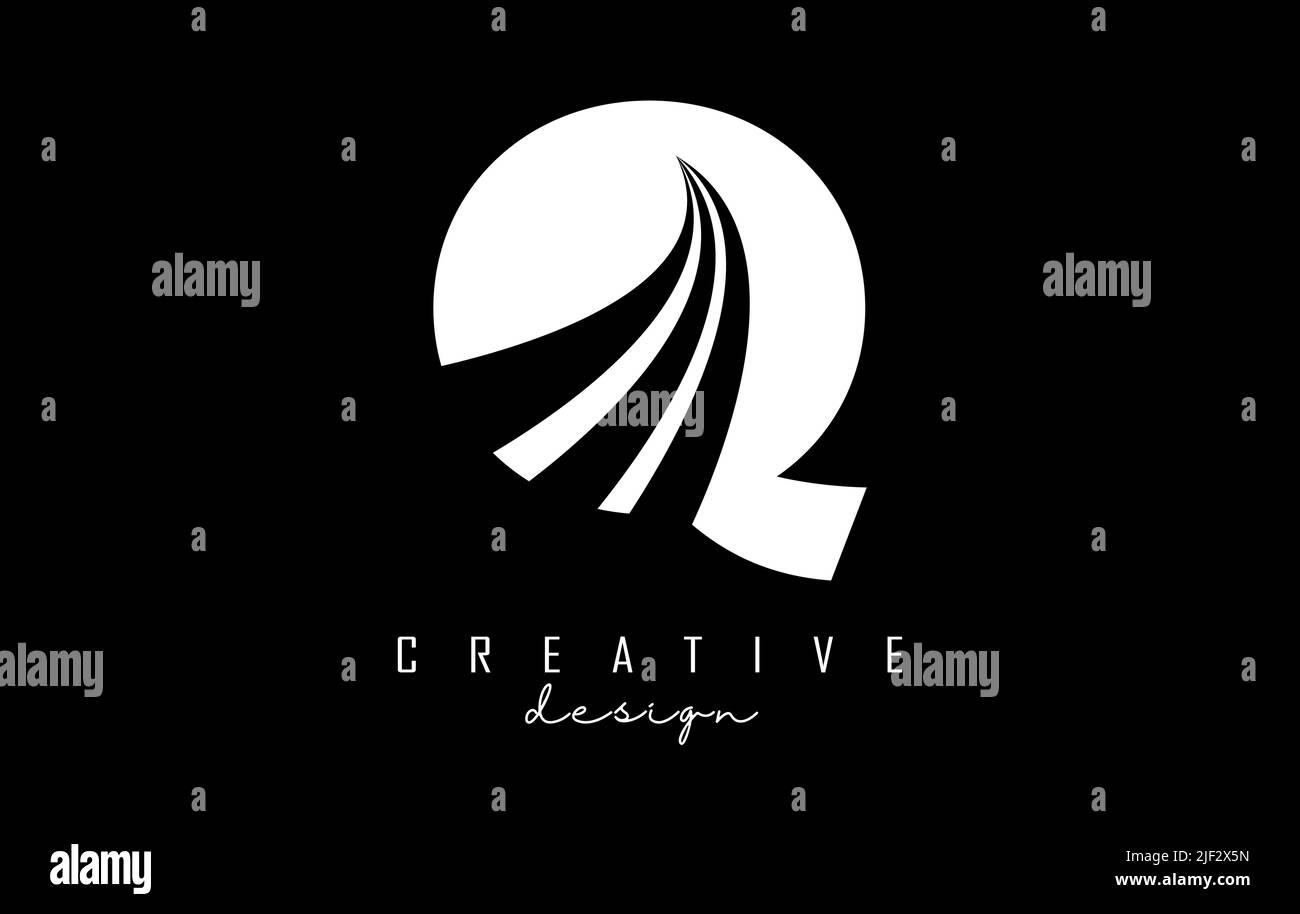 White letter Q logo with leading lines and road concept design. Letter ...