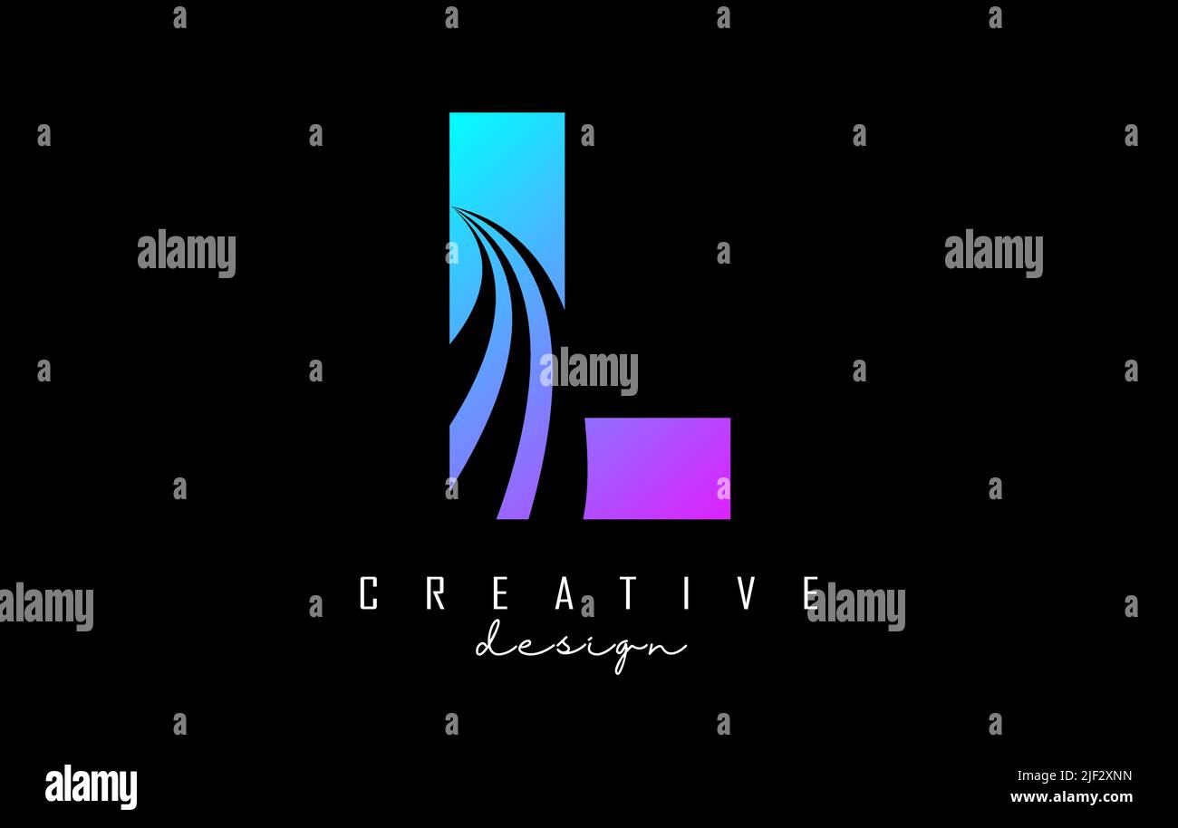 Colorful letter L logo with leading lines and road concept design ...