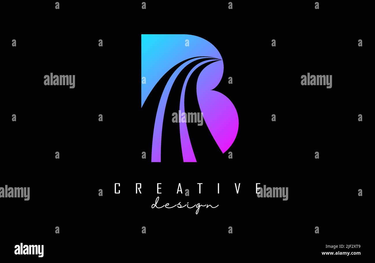 Colorful letter B logo with leading lines and road concept design ...
