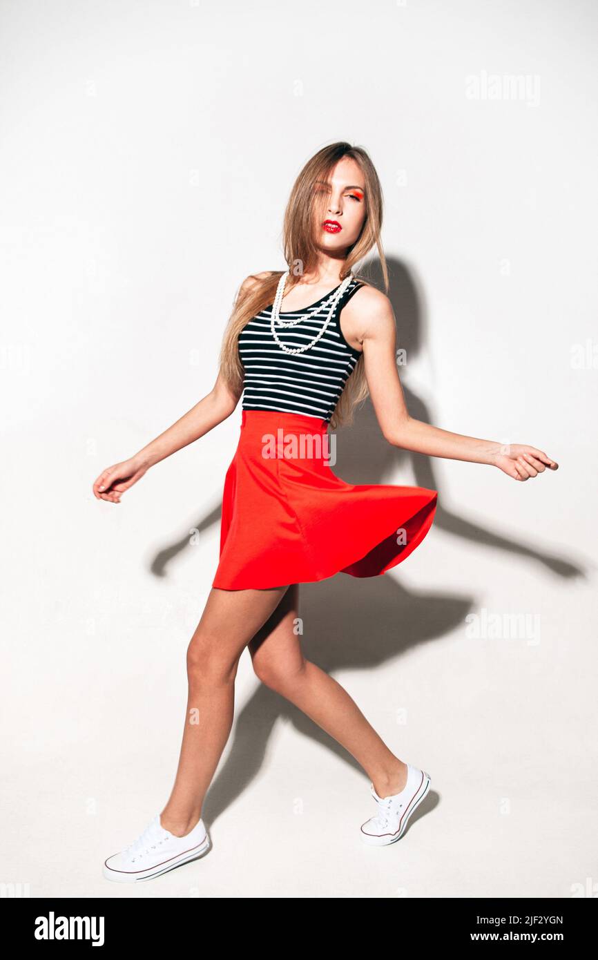 fashion model girl in a motion Stock Photo - Alamy