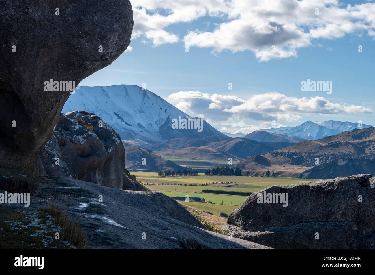 Limestone rock formations, Castle Hill, Canterbury, South Island, New Zealand Stock Photo