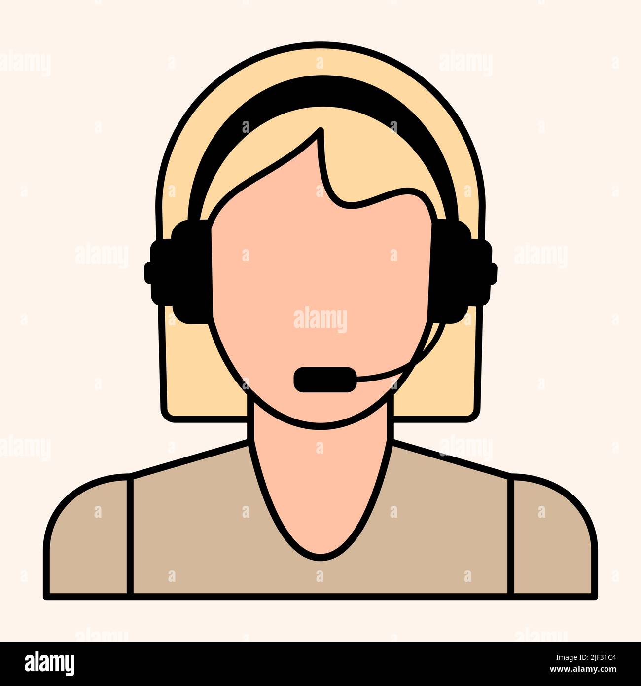 Call center woman operator icon avatar. Flat Vector illustration Stock Vector