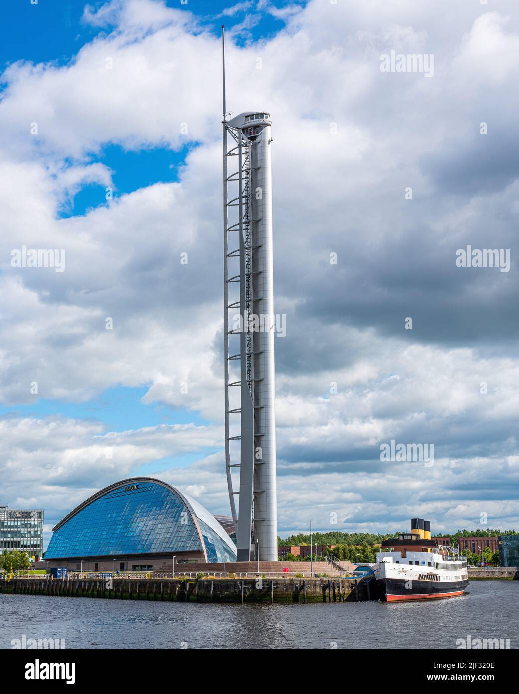 View of the TS Queen Mary berthed on the river Clyde at Glasgow science centre Stock Photo