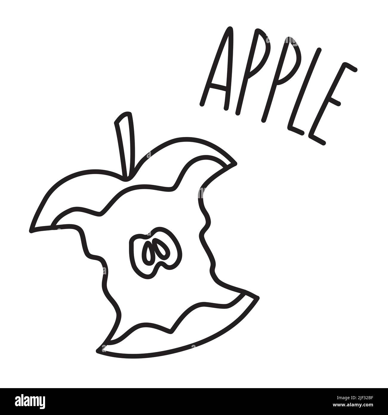 Apple hand drawn with thin line isolated on white background. Vector illustration Stock Vector